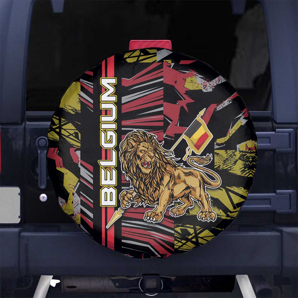 Belgium Spare Tire Cover Lion Holding Flag - Wonder Print Shop