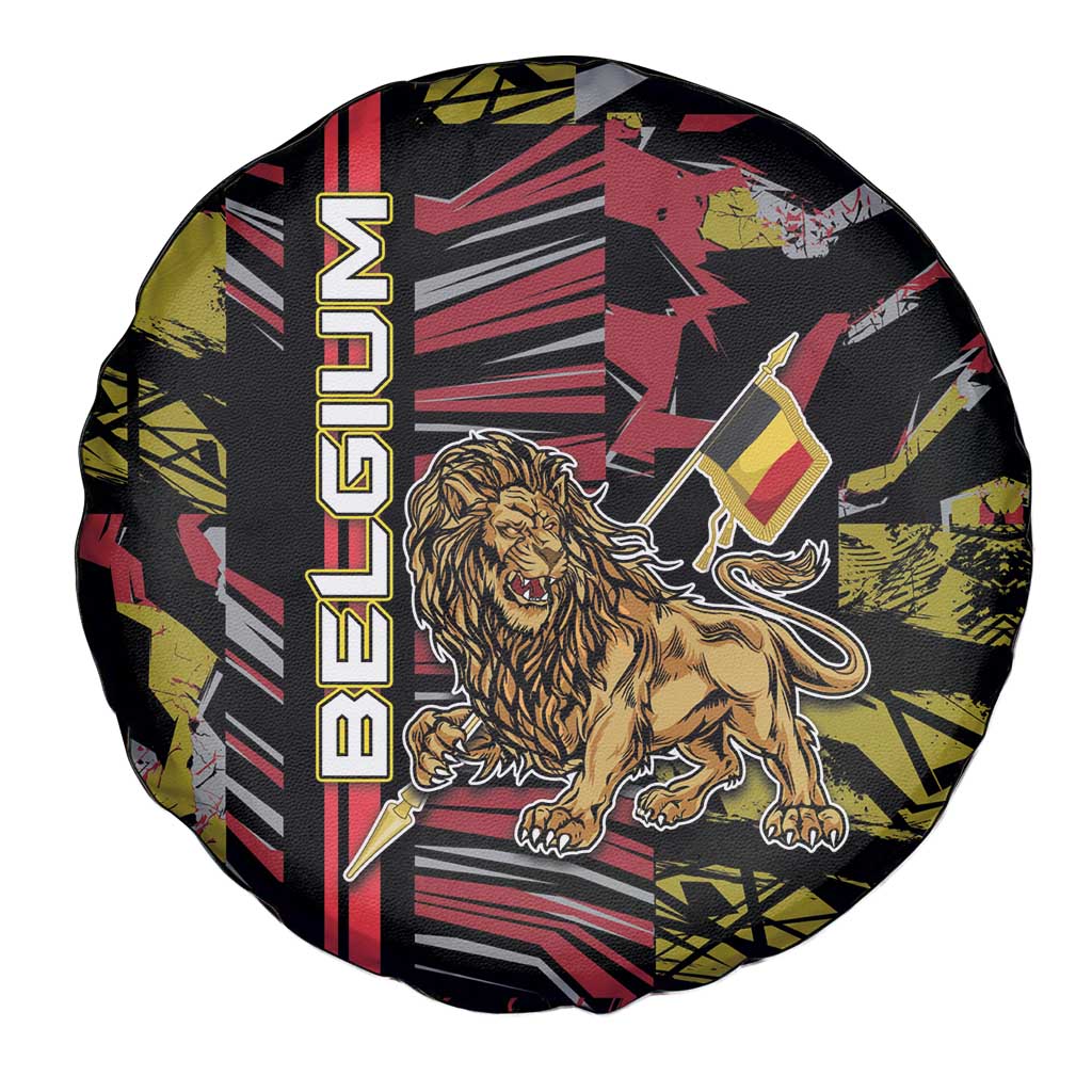 Belgium Spare Tire Cover Lion Holding Flag - Wonder Print Shop