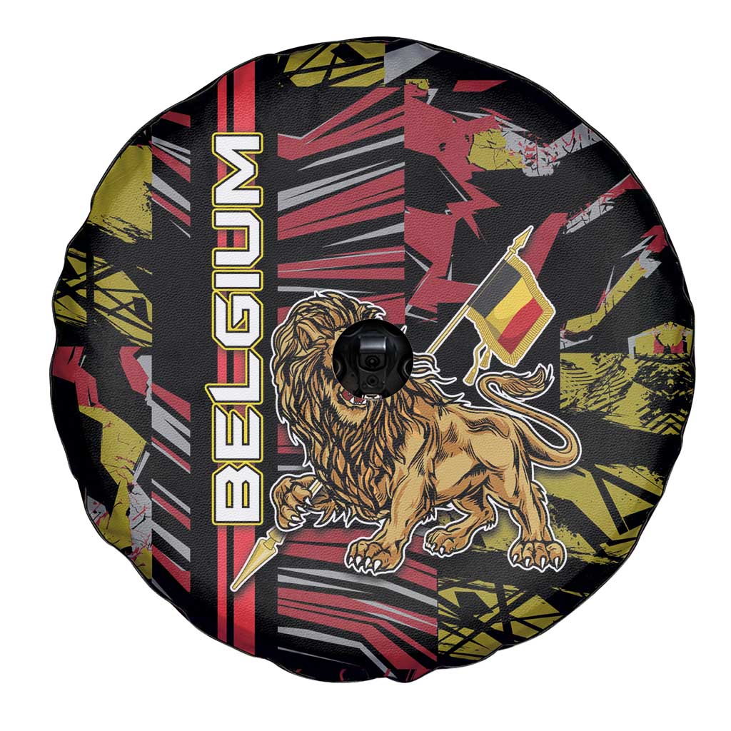 Belgium Spare Tire Cover Lion Holding Flag - Wonder Print Shop