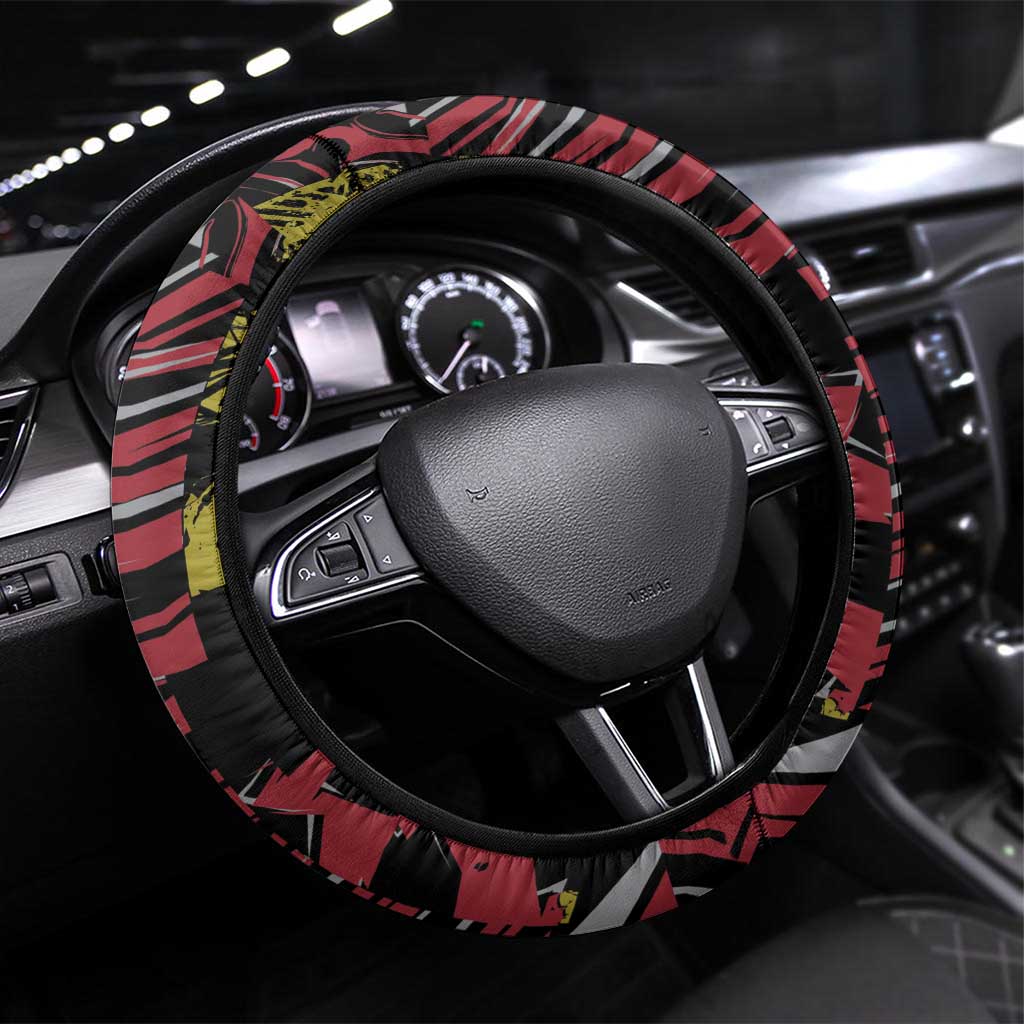 Belgium Steering Wheel Cover Lion Holding Flag - Wonder Print Shop