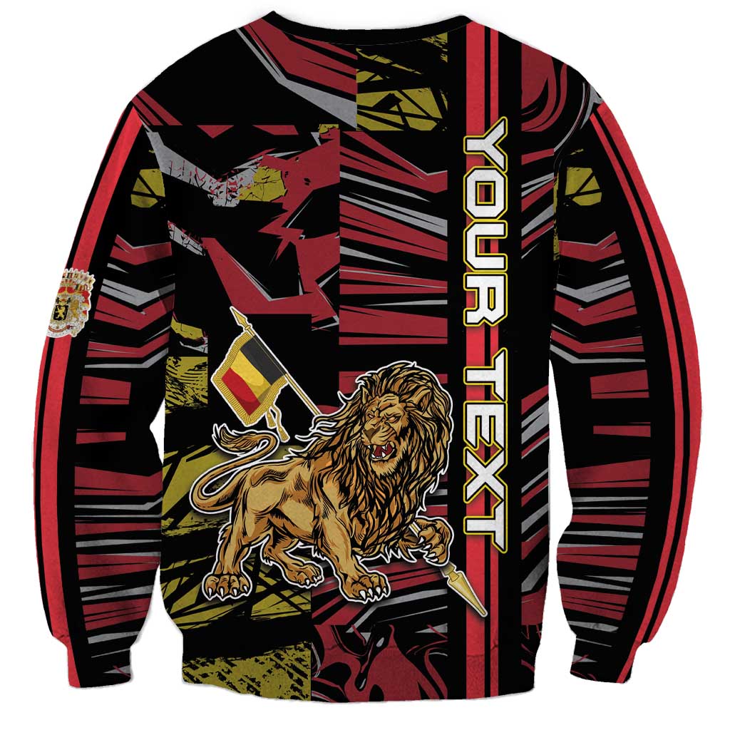 Personalized Belgium Sweatshirt Lion Holding Flag - Wonder Print Shop