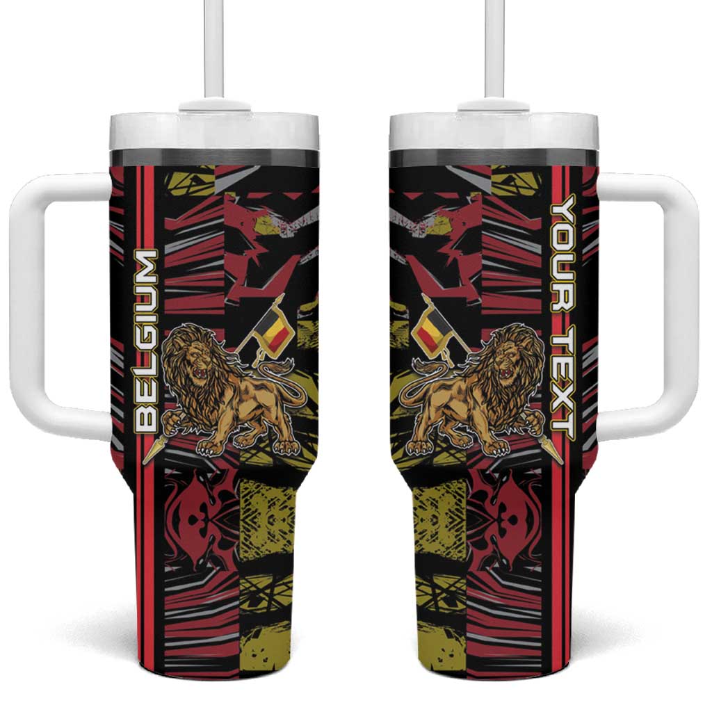 Personalized Belgium Tumbler With Handle Lion Holding Flag - Wonder Print Shop