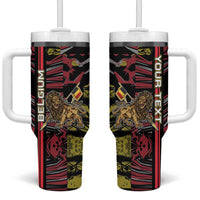 Personalized Belgium Tumbler With Handle Lion Holding Flag - Wonder Print Shop
