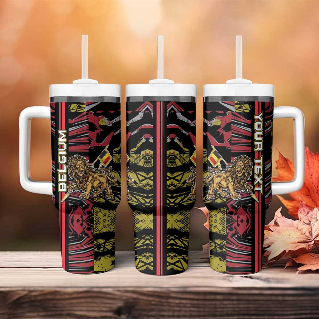 Personalized Belgium Tumbler With Handle Lion Holding Flag - Wonder Print Shop