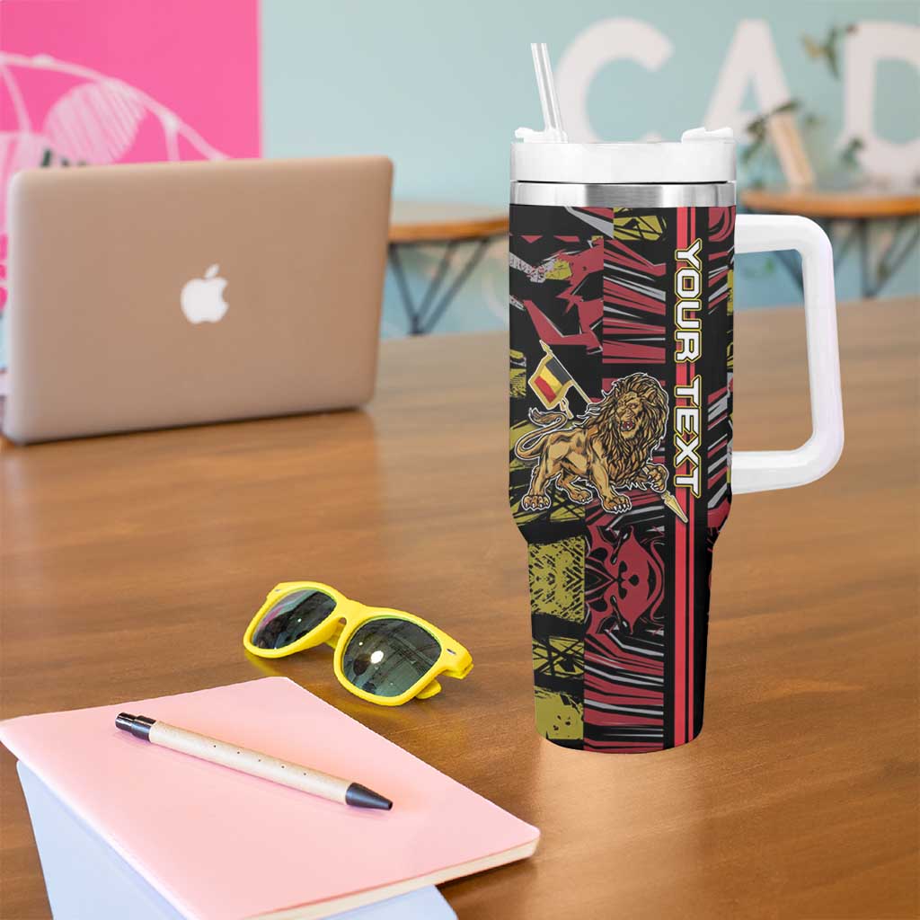 Personalized Belgium Tumbler With Handle Lion Holding Flag - Wonder Print Shop