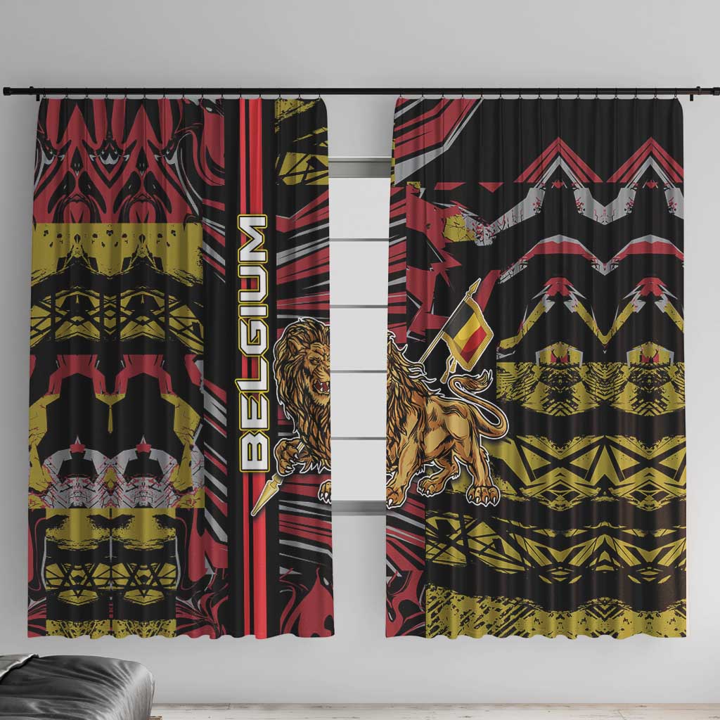 Belgium Window Curtain Lion Holding Flag - Wonder Print Shop