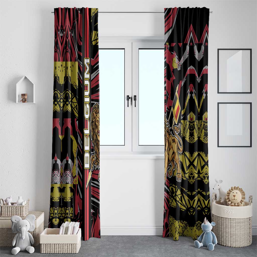 Belgium Window Curtain Lion Holding Flag - Wonder Print Shop