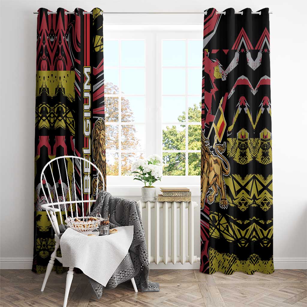 Belgium Window Curtain Lion Holding Flag - Wonder Print Shop