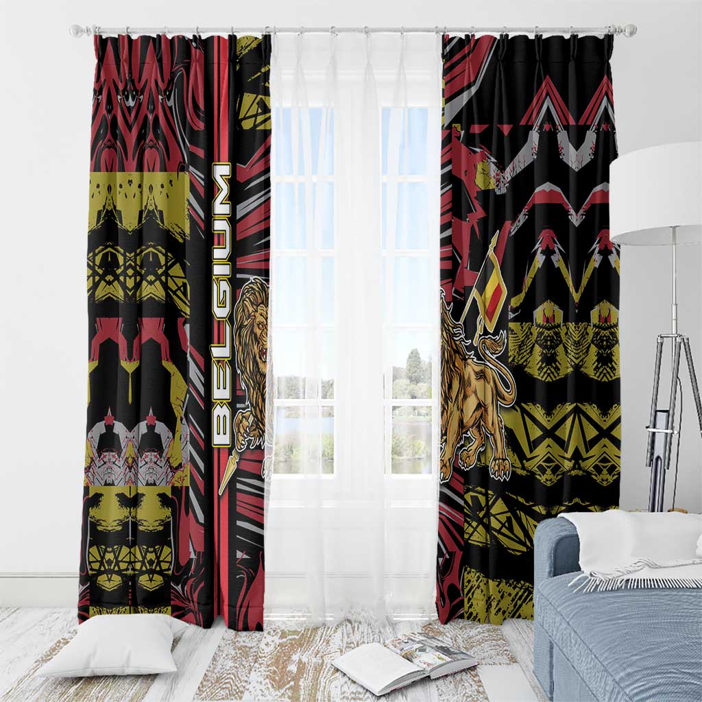 Belgium Window Curtain Lion Holding Flag - Wonder Print Shop