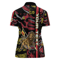 Personalized Belgium Women Polo Shirt Lion Holding Flag - Wonder Print Shop