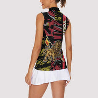 Personalized Belgium Women Sleeveless Polo Shirt Lion Holding Flag - Wonder Print Shop
