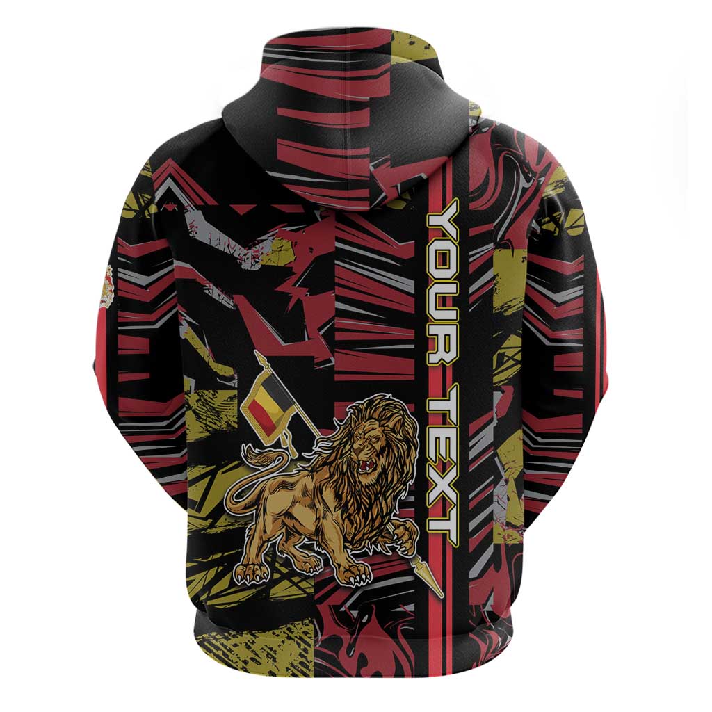 Personalized Belgium Zip Hoodie Lion Holding Flag - Wonder Print Shop