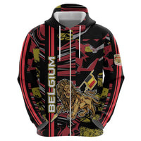 Personalized Belgium Zip Hoodie Lion Holding Flag - Wonder Print Shop