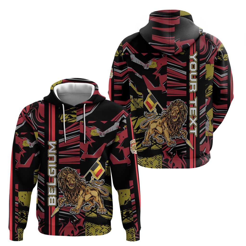 Personalized Belgium Zip Hoodie Lion Holding Flag - Wonder Print Shop