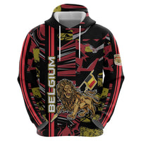 Personalized Belgium Zip Hoodie Lion Holding Flag - Wonder Print Shop