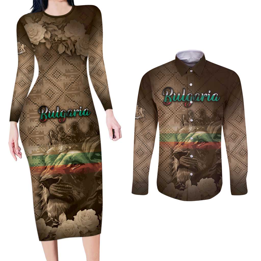 Personalized Bulgaria Couples Matching Long Sleeve Bodycon Dress and Long Sleeve Button Shirt Lion King Is Pride - Wonder Print Shop