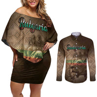 Personalized Bulgaria Couples Matching Off Shoulder Short Dress and Long Sleeve Button Shirt Lion King Is Pride - Wonder Print Shop