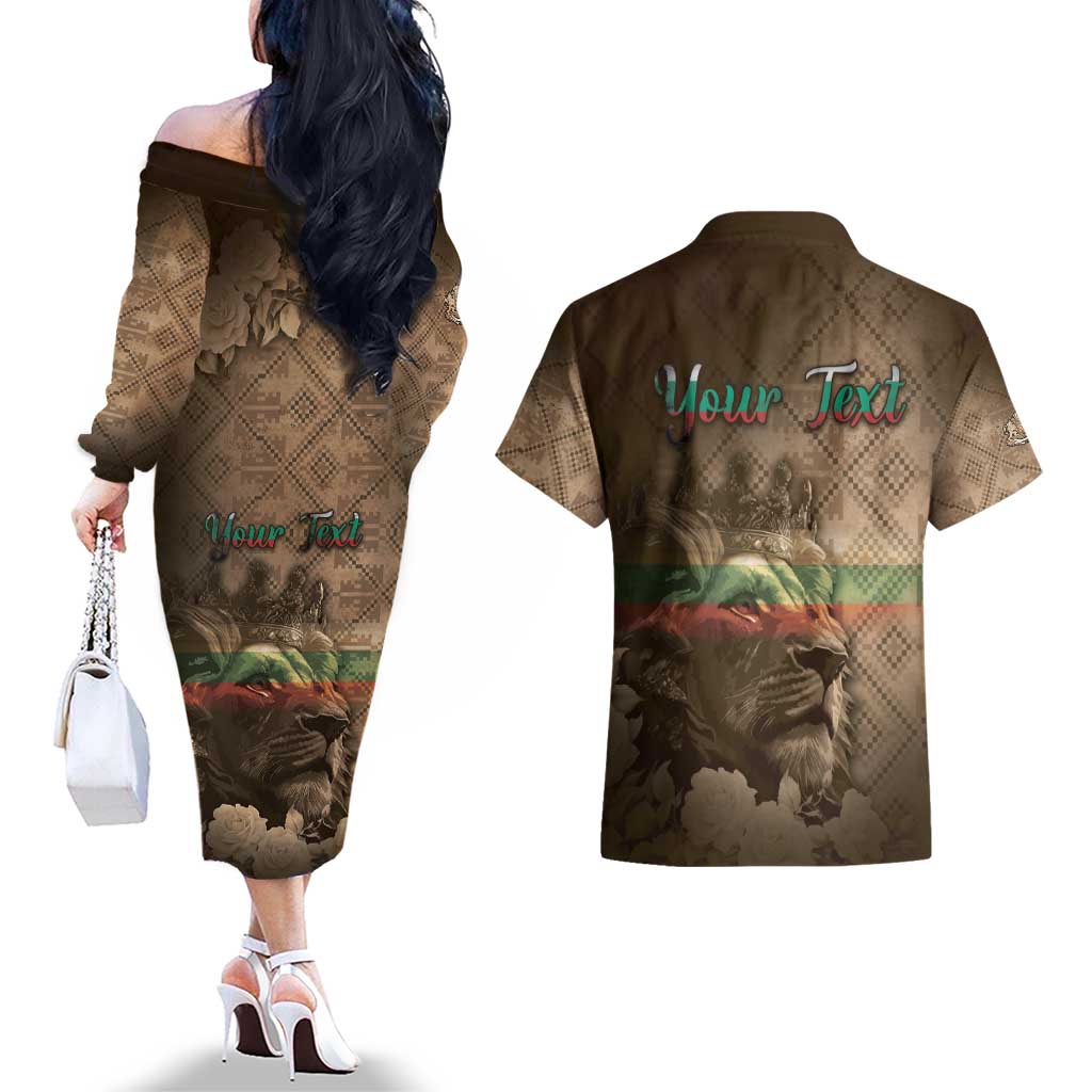 Personalized Bulgaria Couples Matching Off The Shoulder Long Sleeve Dress and Hawaiian Shirt Lion King Is Pride - Wonder Print Shop