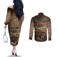 Personalized Bulgaria Couples Matching Off The Shoulder Long Sleeve Dress and Long Sleeve Button Shirt Lion King Is Pride - Wonder Print Shop