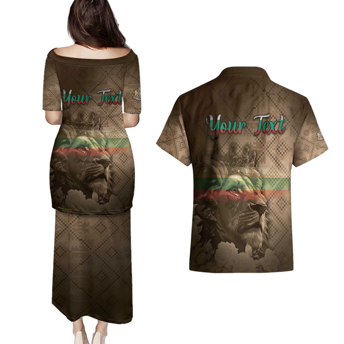 Personalized Bulgaria Couples Matching Puletasi and Hawaiian Shirt Lion King Is Pride - Wonder Print Shop