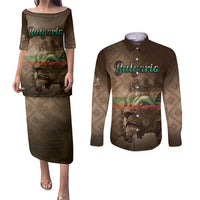Personalized Bulgaria Couples Matching Puletasi and Long Sleeve Button Shirt Lion King Is Pride - Wonder Print Shop