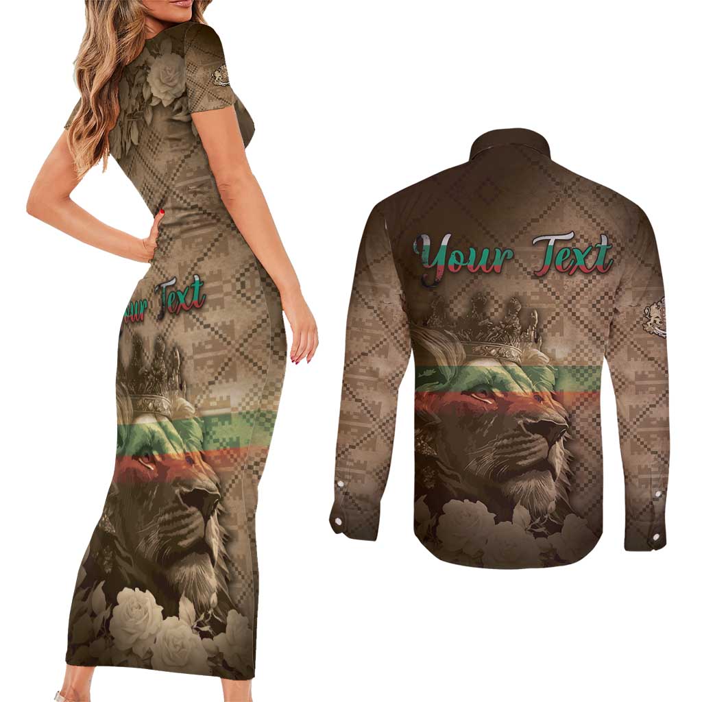 Personalized Bulgaria Couples Matching Short Sleeve Bodycon Dress and Long Sleeve Button Shirt Lion King Is Pride - Wonder Print Shop