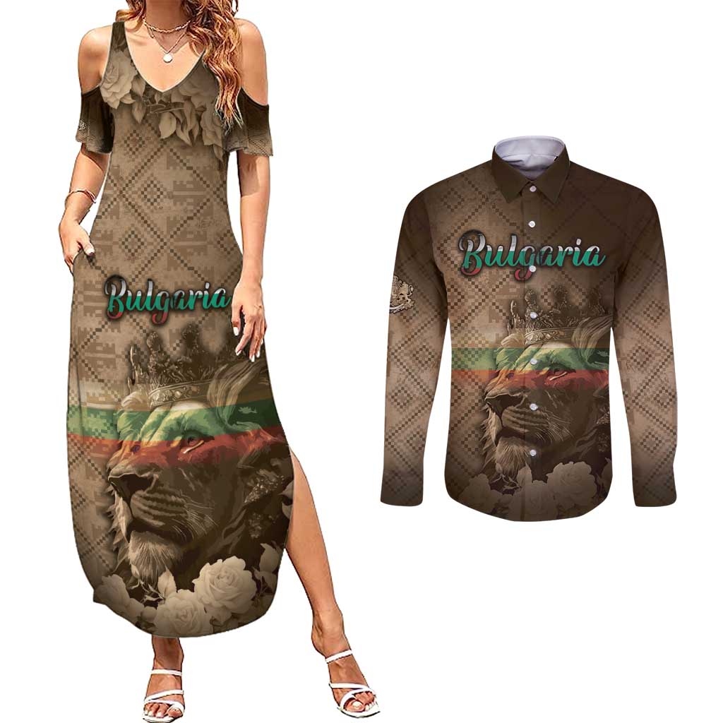 Personalized Bulgaria Couples Matching Summer Maxi Dress and Long Sleeve Button Shirt Lion King Is Pride - Wonder Print Shop