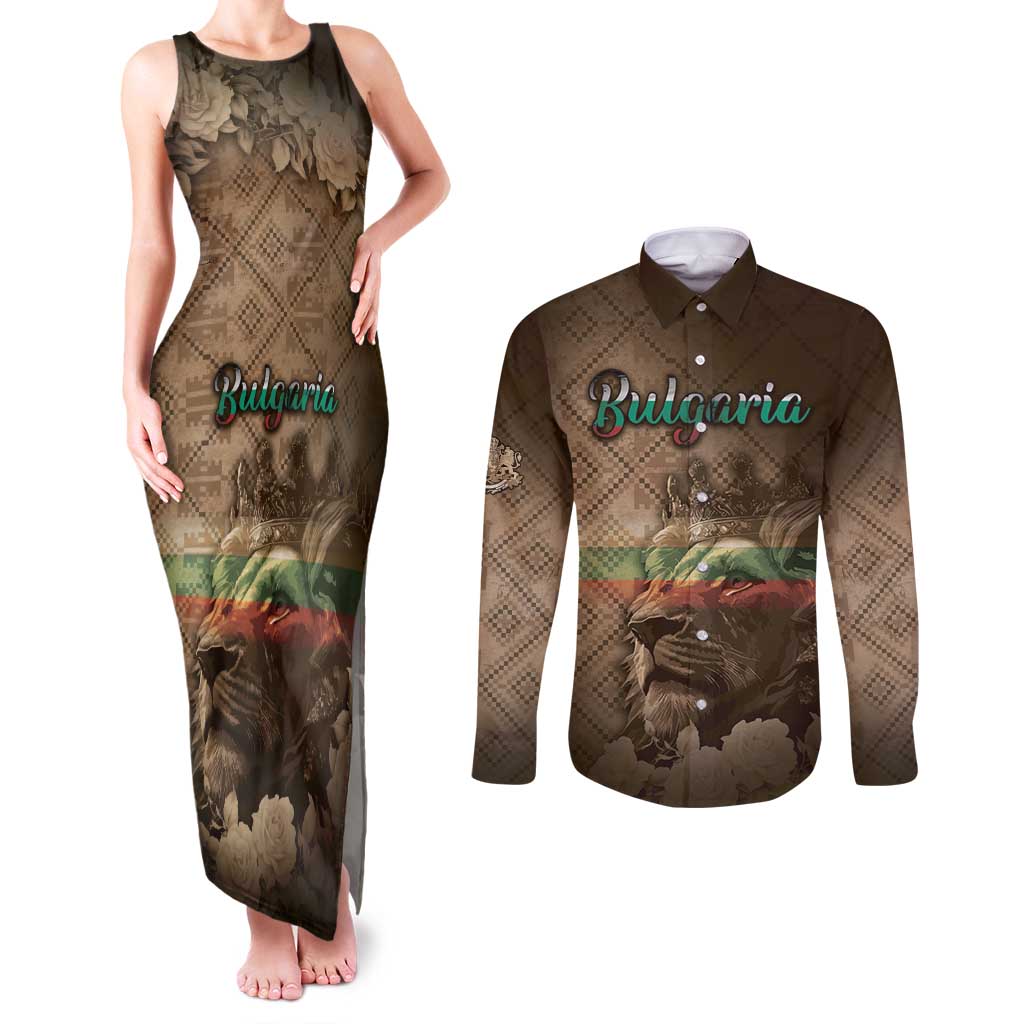 Personalized Bulgaria Couples Matching Tank Maxi Dress and Long Sleeve Button Shirt Lion King Is Pride - Wonder Print Shop