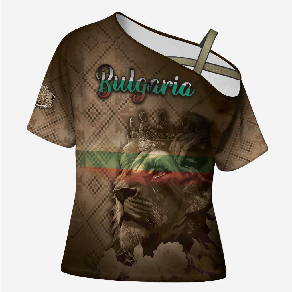 Personalized Bulgaria Cross Shoulder Shirt Lion King Is Pride - Wonder Print Shop
