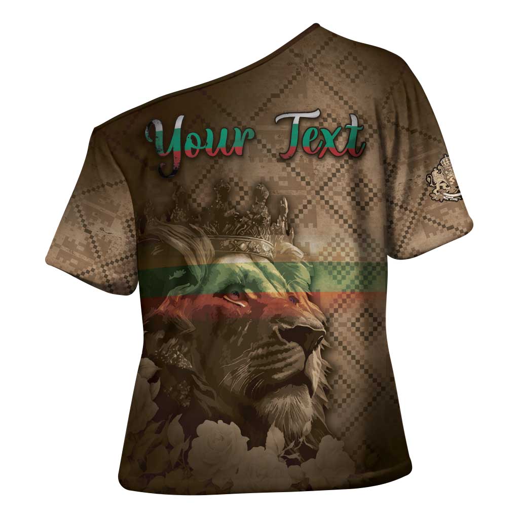 Personalized Bulgaria Cross Shoulder Shirt Lion King Is Pride - Wonder Print Shop