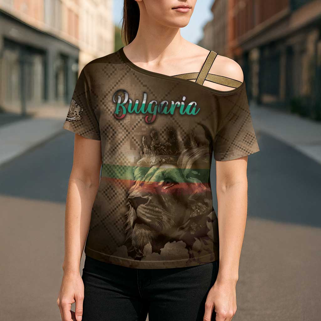 Personalized Bulgaria Cross Shoulder Shirt Lion King Is Pride - Wonder Print Shop
