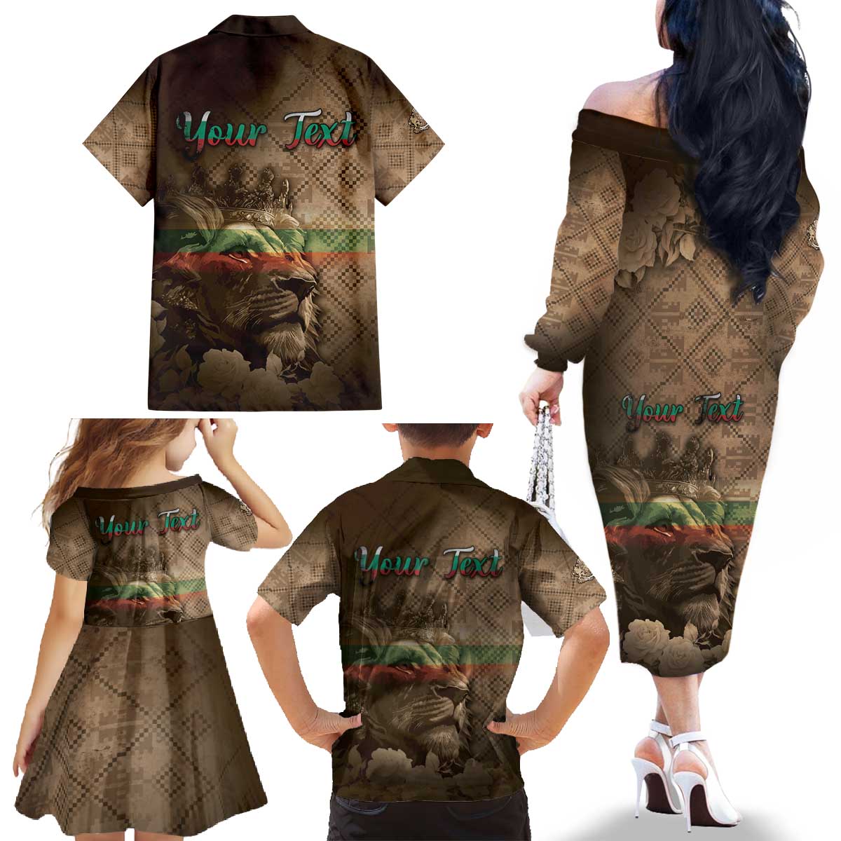 Personalized Bulgaria Family Matching Off The Shoulder Long Sleeve Dress and Hawaiian Shirt Lion King Is Pride - Wonder Print Shop