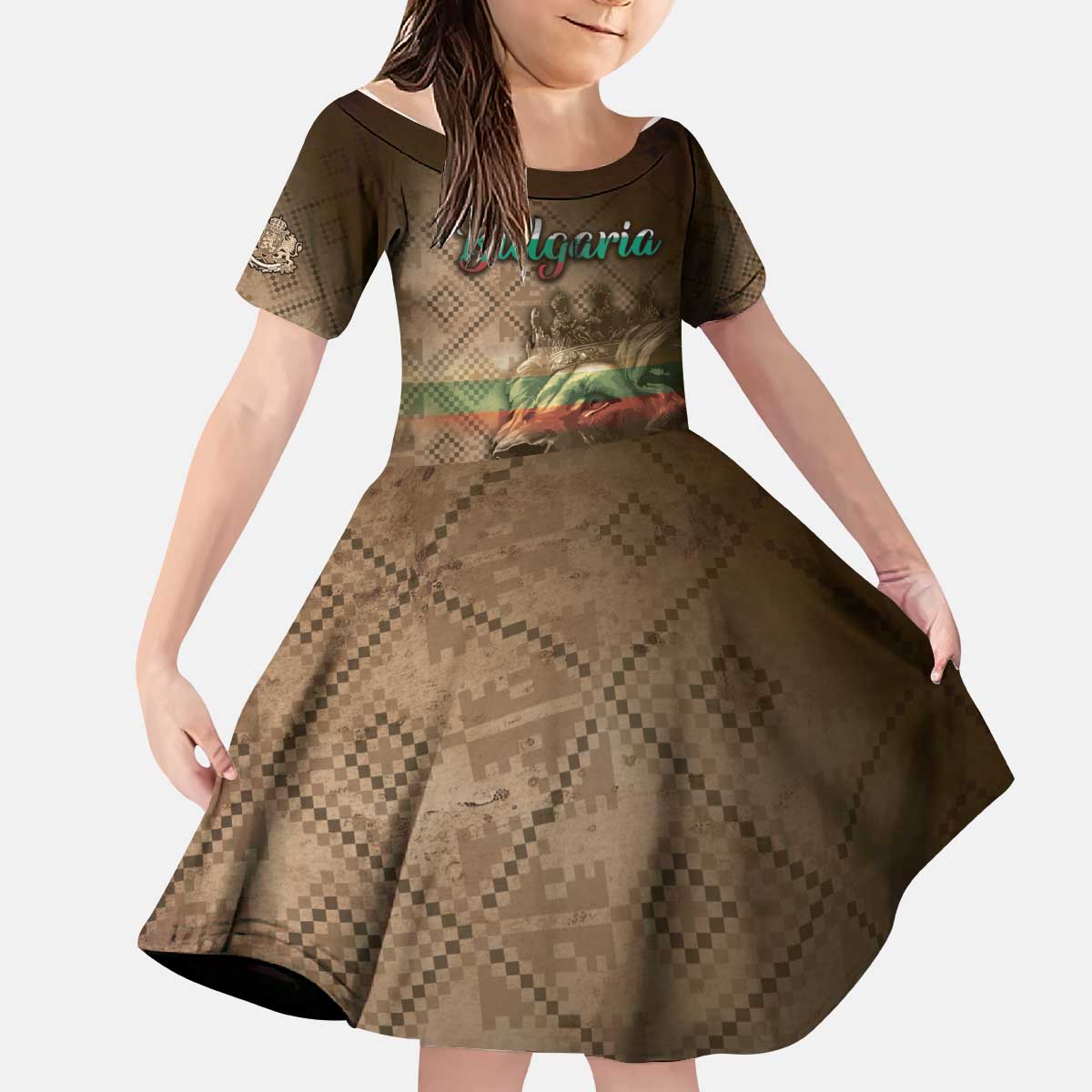 Personalized Bulgaria Kid Short Sleeve Dress Lion King Is Pride - Wonder Print Shop