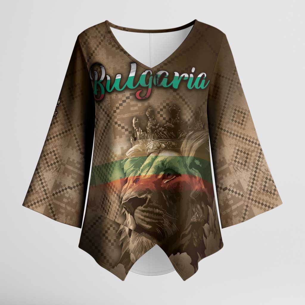 Personalized Bulgaria Kimono Sleeve Blouse Lion King Is Pride - Wonder Print Shop