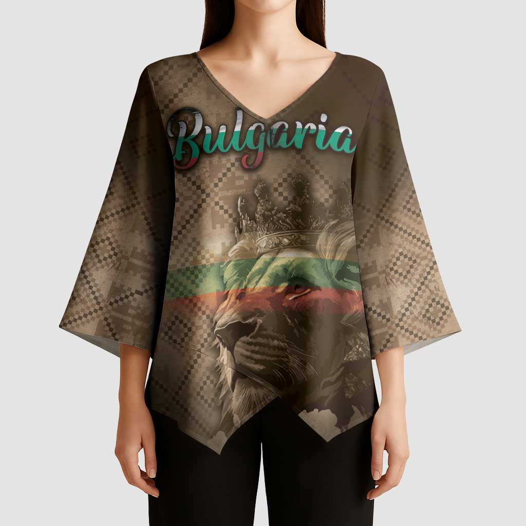 Personalized Bulgaria Kimono Sleeve Blouse Lion King Is Pride - Wonder Print Shop