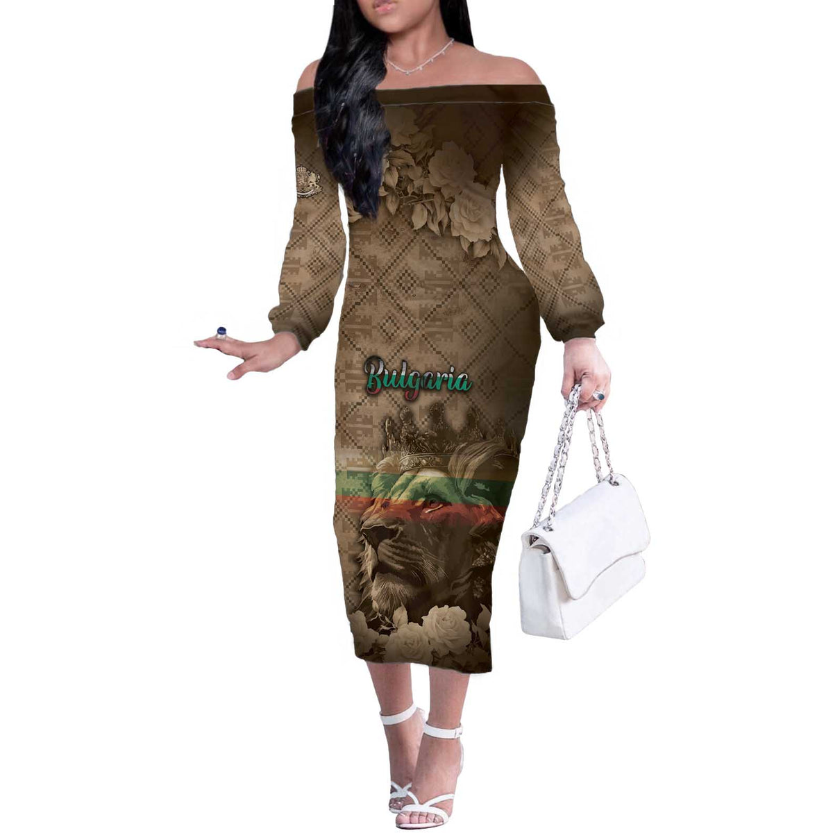 Personalized Bulgaria Off The Shoulder Long Sleeve Dress Lion King Is Pride - Wonder Print Shop