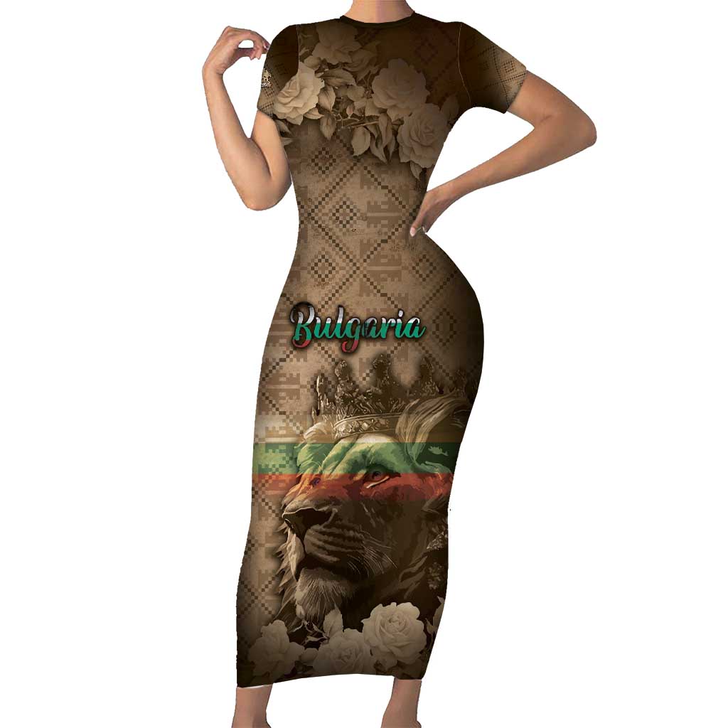 Personalized Bulgaria Short Sleeve Bodycon Dress Lion King Is Pride - Wonder Print Shop