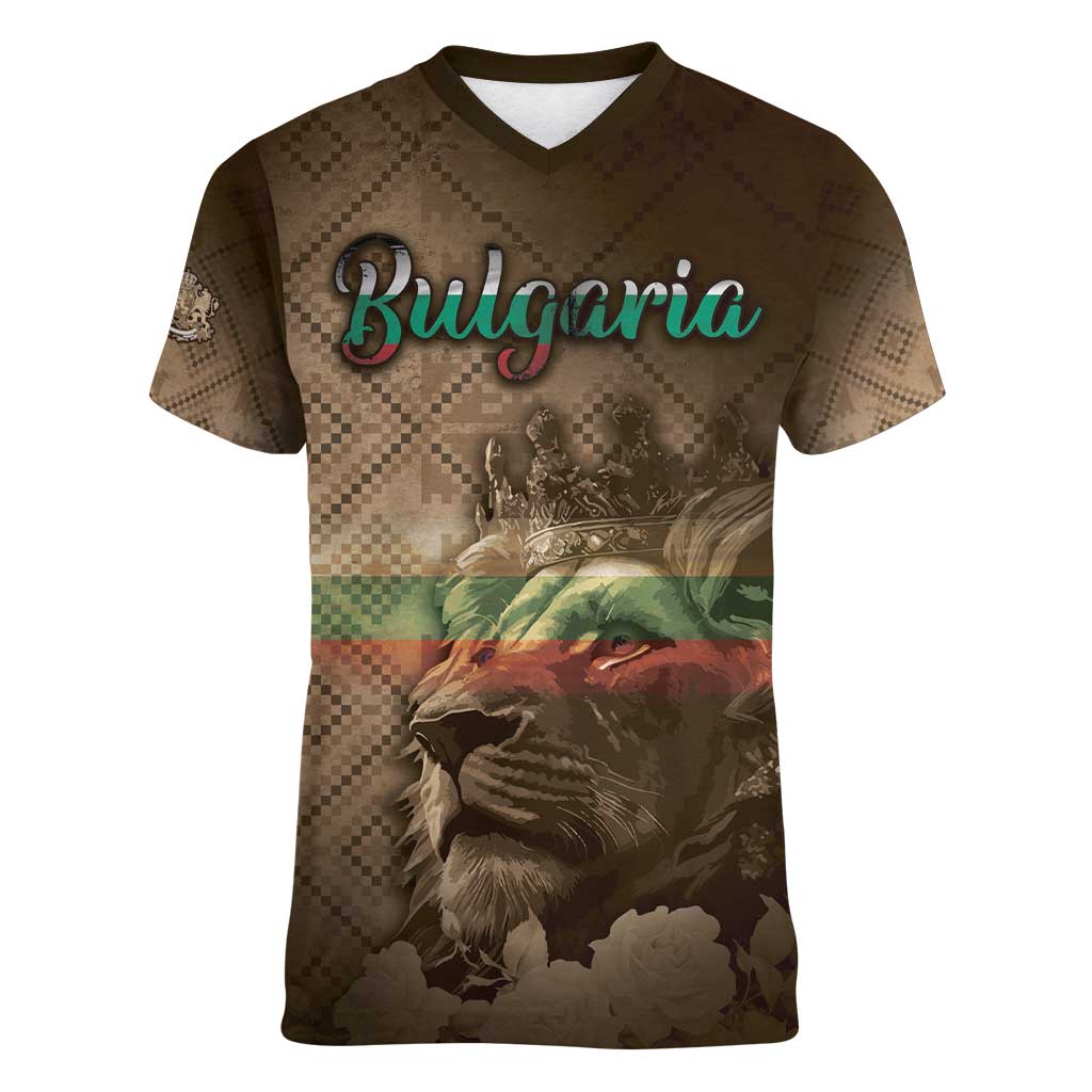 Personalized Bulgaria Women V-Neck T-Shirt Lion King Is Pride - Wonder Print Shop