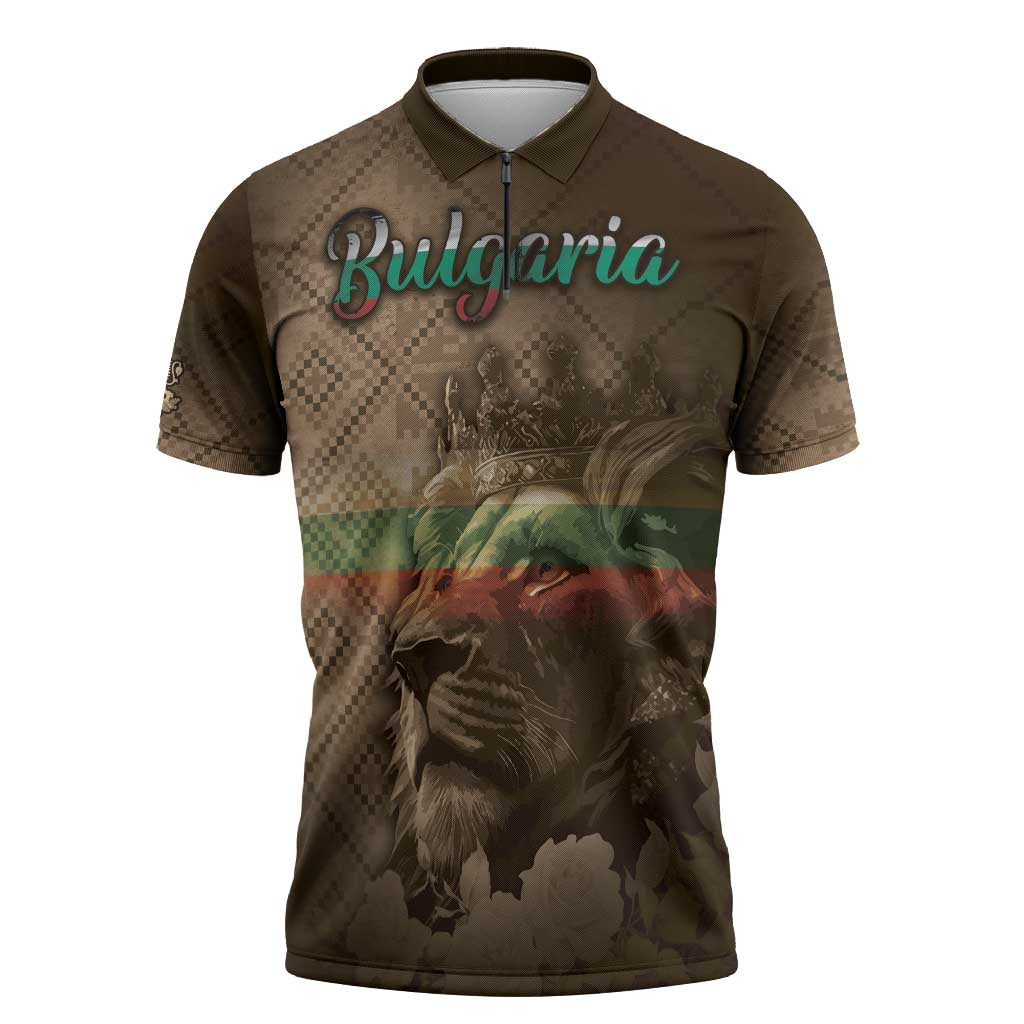 Personalized Bulgaria Zipper Polo Shirt Lion King Is Pride - Wonder Print Shop