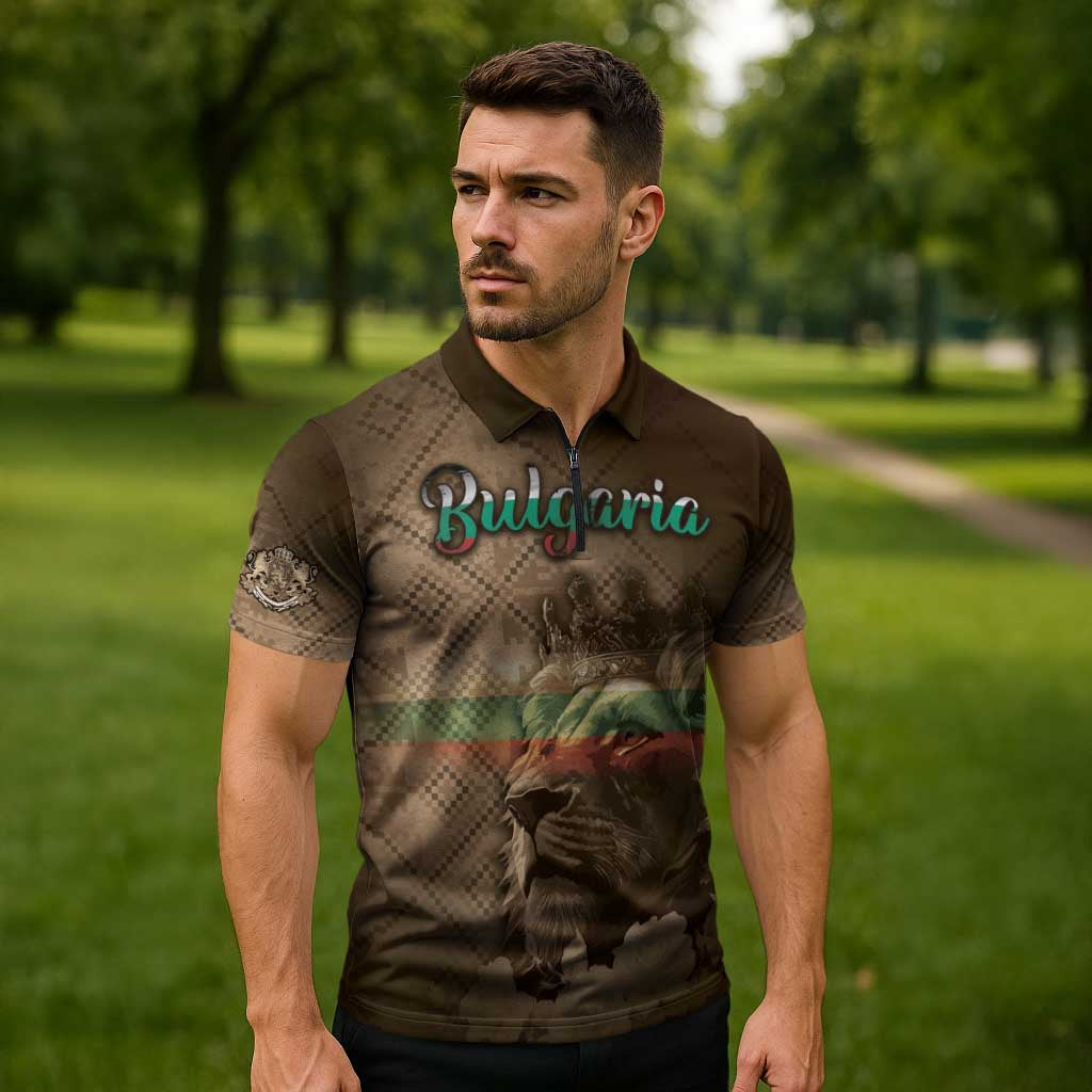 Personalized Bulgaria Zipper Polo Shirt Lion King Is Pride - Wonder Print Shop