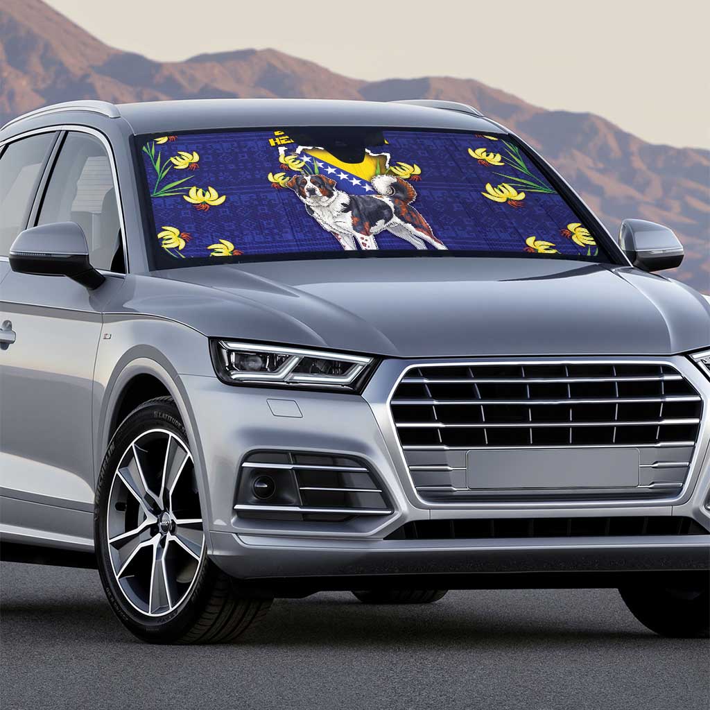 Bosnia And Herzegovina Auto Sun Shade The Tornjak With Lilium Bosniacum - Wonder Print Shop