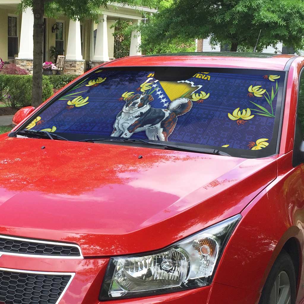 Bosnia And Herzegovina Auto Sun Shade The Tornjak With Lilium Bosniacum - Wonder Print Shop