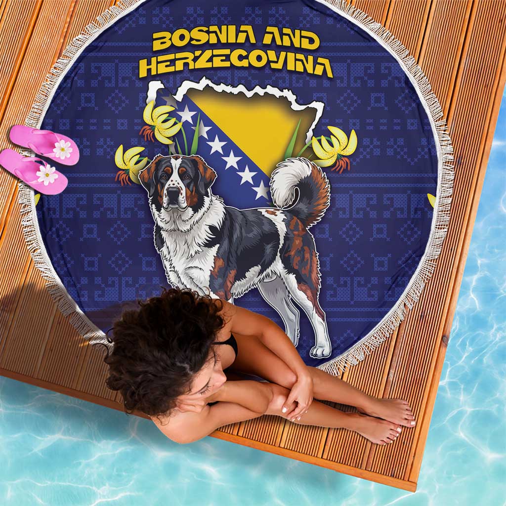 Bosnia And Herzegovina Beach Blanket The Tornjak With Lilium Bosniacum - Wonder Print Shop