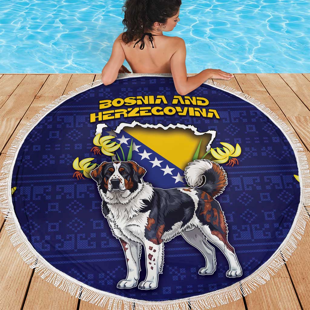 Bosnia And Herzegovina Beach Blanket The Tornjak With Lilium Bosniacum - Wonder Print Shop