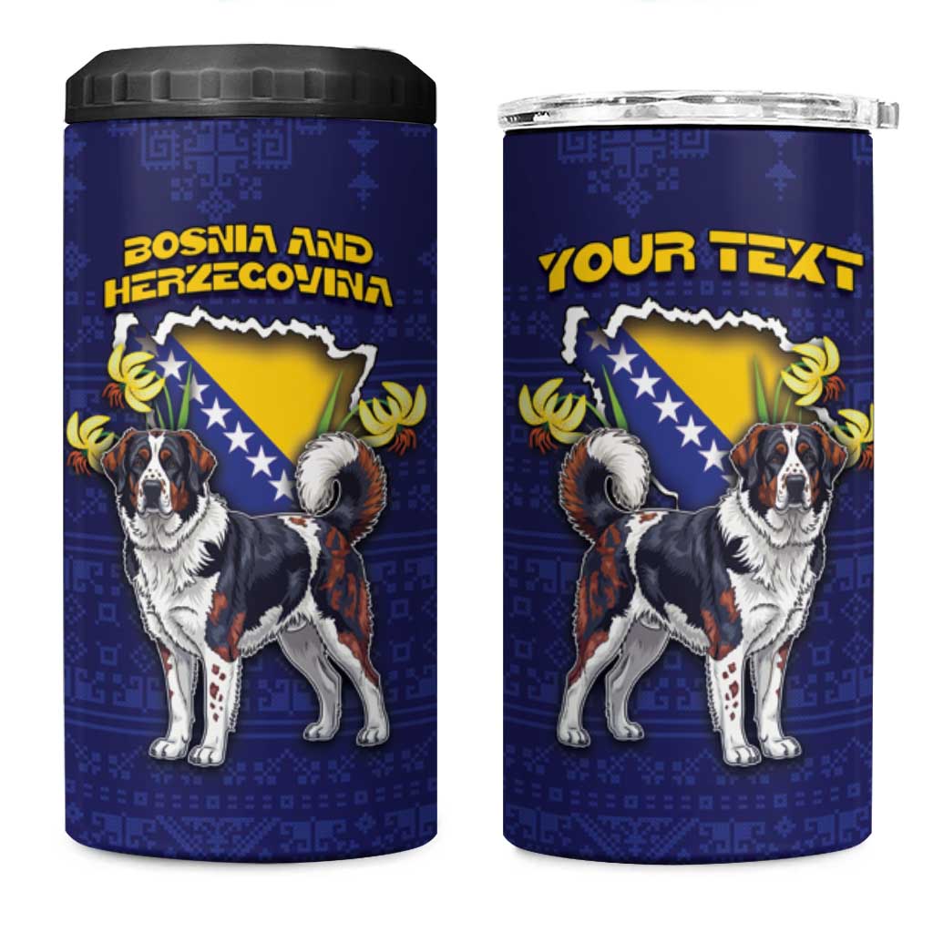 Personalized Bosnia And Herzegovina 4 in 1 Can Cooler Tumbler The Tornjak With Lilium Bosniacum - Wonder Print Shop