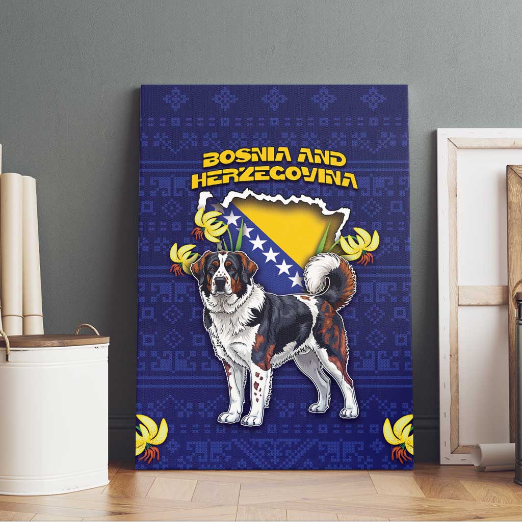 Bosnia And Herzegovina Canvas Wall Art The Tornjak With Lilium Bosniacum - Wonder Print Shop