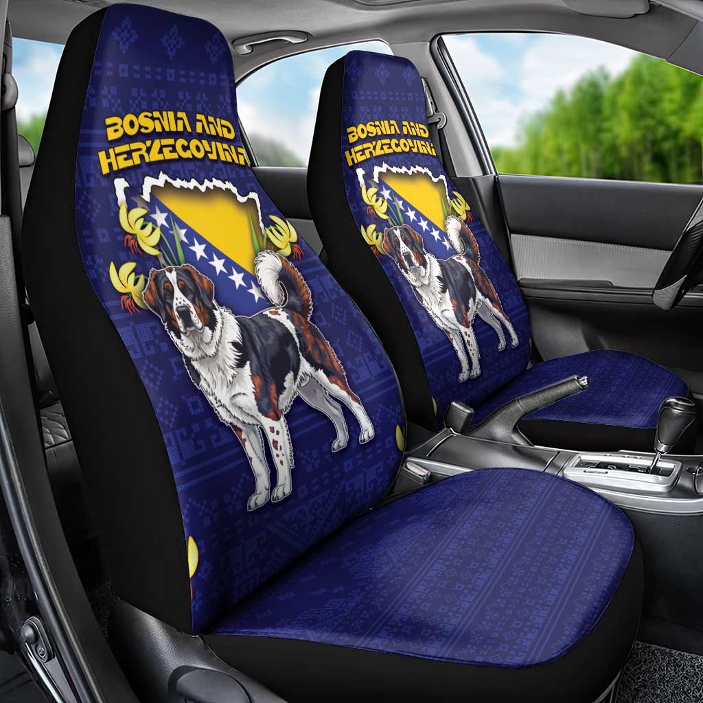 Bosnia And Herzegovina Car Seat Cover The Tornjak With Lilium Bosniacum - Wonder Print Shop