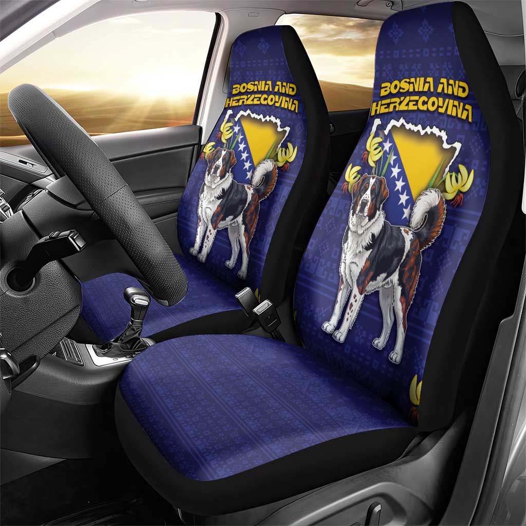 Bosnia And Herzegovina Car Seat Cover The Tornjak With Lilium Bosniacum - Wonder Print Shop