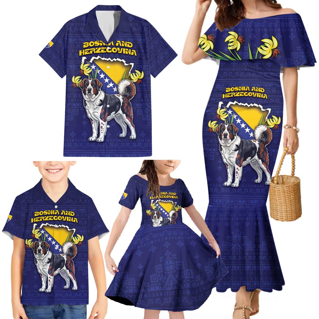 Personalized Bosnia And Herzegovina Family Matching Mermaid Dress and Hawaiian Shirt The Tornjak With Lilium Bosniacum - Wonder Print Shop