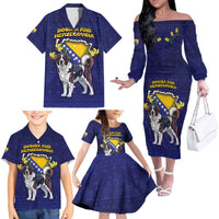 Personalized Bosnia And Herzegovina Family Matching Off The Shoulder Long Sleeve Dress and Hawaiian Shirt The Tornjak With Lilium Bosniacum - Wonder Print Shop